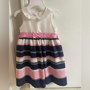 Pink, Navy, and White 4T/5T dress with peter pan collar